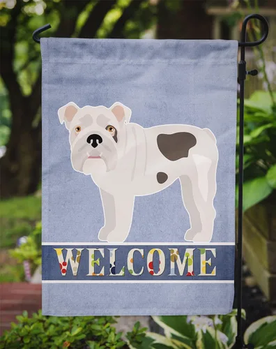 Miniatura 3 de Caroline's Treasures CK3645GF Bandera de bienvenida de bulldog inglés para jardín, bandera decorativa para patio exterior, obras de arte de patio