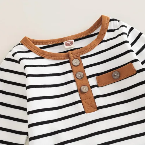 Miniatura 122 de Conjunto de 2 piezas de sudadera de manga larga con cuello redondo y pantalones casuales para bebés y niños pequeños