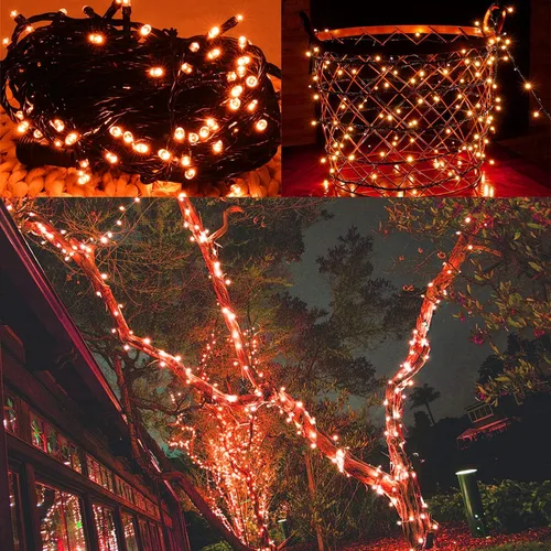 Miniatura 4 de Twinkle Star Guirnalda de 200 luces LED de Halloween de 66 pies con certificación UL segura para exteriores, luces de hadas enchufables, cable verde