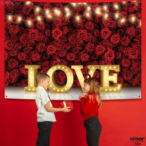 Miniatura 6 de KatchOn, Telón de fondo de tela de 7 x 5 pies para el día de San Valentín, extra grande, telón de fondo de San Valentín para fotografía, pancarta