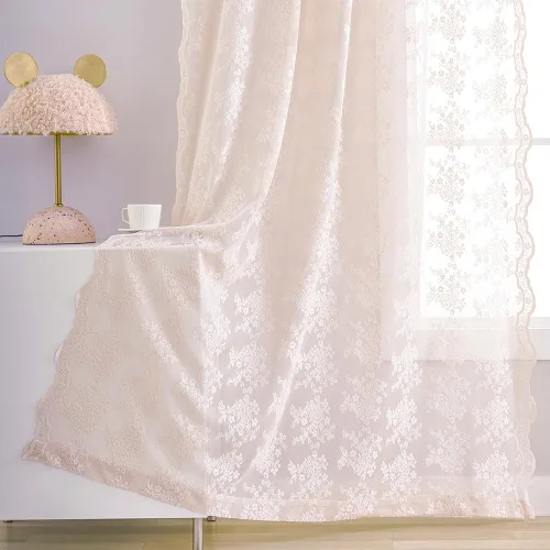 Miniatura 106 de YJ YANJUN Cortinas traslúcidas negras de 54 pulgadas de largo, panel de cortina de encaje gótico victoriano para cocina, cortinas cortas de Negro