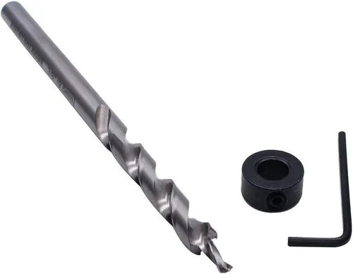Miniatura 6 de Broca de 3/8" con cuello de tope de profundidad, 6.5 pulgadas de longitud, paso de giro de repuesto para agujero de bolsillo manual Jig Master System