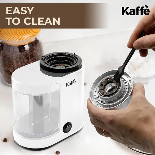 Miniatura 5 de Kaffe - Molinillo eléctrico de café con rebabas (5.5 onzas) con ajustes de grosor ajustables, rebabas planas, [nuevo motor mejorado], molinillo