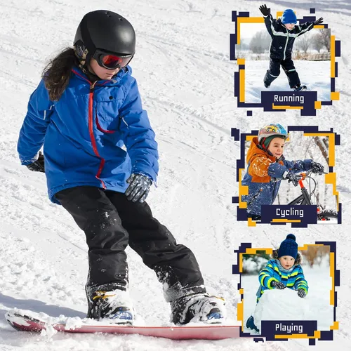 Miniatura 6 de Guantes deportivos cálidos de invierno para niños, para clima frío, térmico, para nieve, pantalla táctil, para niños y niñas