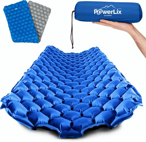 Powerlix - Colchoneta inflable ultraligera y compacta con bolsa de inflado, bolsa de transporte y kit de reparación, ideal para acampar, mochilero y