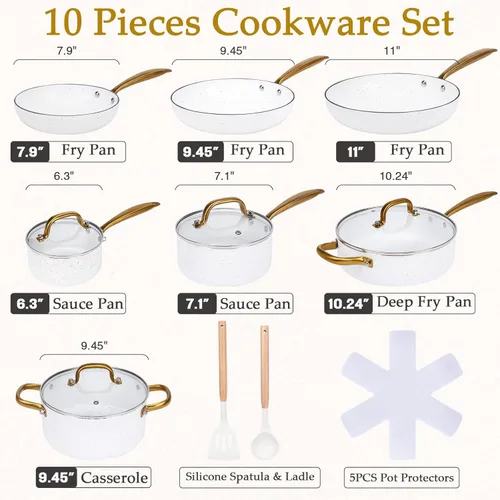 Miniatura 3 de Juego de 18 piezas de ollas y sartenes antiadherentes, juego de utensilios de cocina de cerámica, juegos de cocina para la cocina, apto