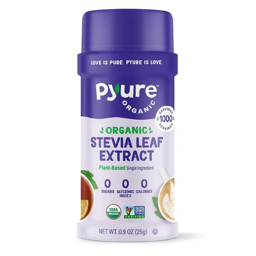 Pyure Polvo de Extracto de Estevia Orgánico, 100% Extracto Puro de Hoja de Estevia, Sin Rellenos, Sin Azúcar, Apto para Keto, Paleo, Diabéticos,