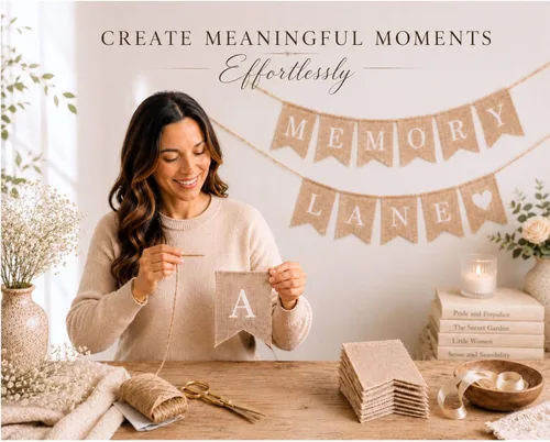 Miniatura 9 de Kit de pancartas personalizadas, 97 banderas de arpillera, letras y números preimpresos blancos, cuerda y aguja de 120 pies, pancarta personalizada