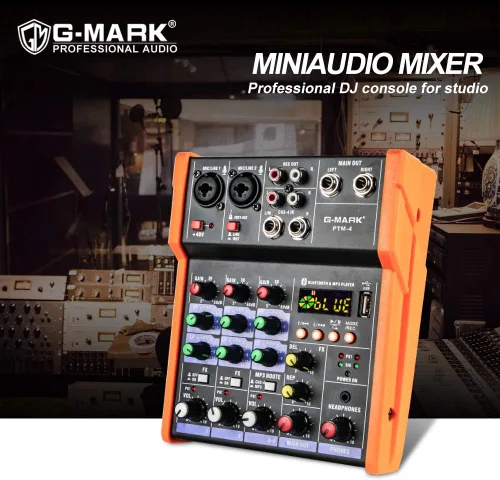 Miniatura 2 de G-MARK Mezclador Analógico de Audio 4 Canales Mezclador de Audio DJ Bluetooth Estudio Karaoke Para PC Rendimiento en Vivo KTV Efectos de Música