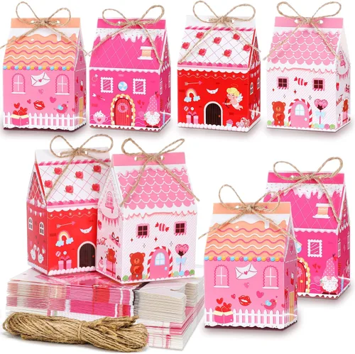 Miniatura 16 de Zhanmai 48 piezas cajas de regalo de Navidad con dulces, casa de jengibre en miniatura, pequeña caja de regalo para fiesta de Navidad, contenedor