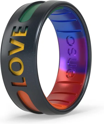 Enso Rings Pride Collection - Anillo de silicona LGBTQ+ - Diseño grabado - cómodo, transpirable y seguro