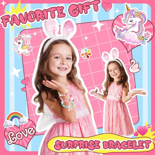 Miniatura 3 de Bombas de baño de unicornio para niños y niñas con pulsera en el interior, rellenos de cesta de Pascua de sanyi juguetes de baño de burbujas