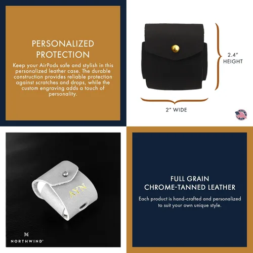 Miniatura 5 de Funda de cuero para Airpods. Soporte para cargador de Airpod personalizado. Funda de carga de cuero para Airpods 1 y 2. Regalo personalizado.