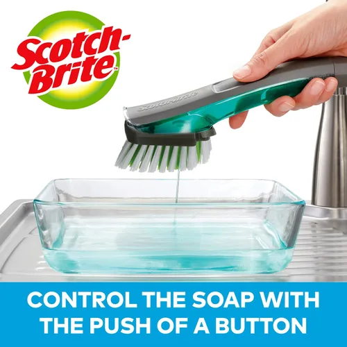 Miniatura 4 de Scotch-Brite avanzado - Mango de control de jabón con cepillo, fácil de usar, antimicrobiano, duradero y reutilizable; y mango de control de jabón