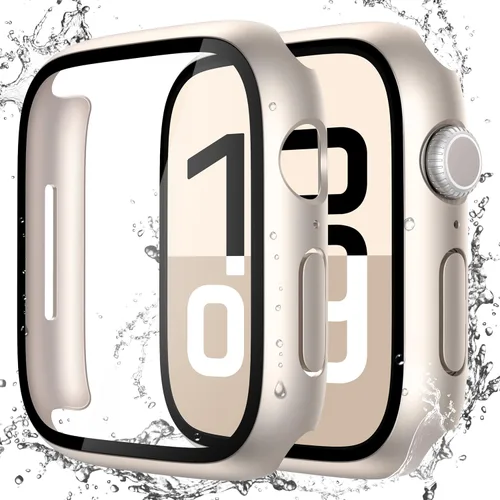 Miniatura 26 de Misxi Paquete de 2 fundas impermeables con botón diseñadas para Apple Watch Series 3 Series 2 de 38mm, funda rígida de policarbonato anticaídas