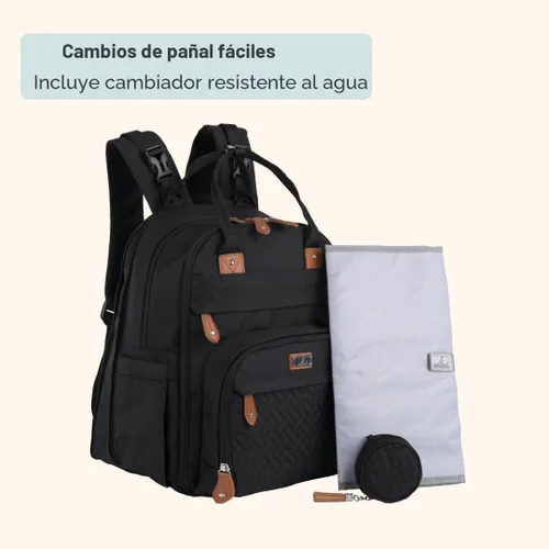 Miniatura 7 de BabbleRoo Mochila para pañales extragrande, bolsa de bebé expandible con hasta un 50% más de capacidad, bolsa de bebé esencial de viaje con Negro