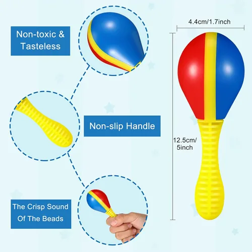 Miniatura 3 de Juego de 3 piezas de maracas de pandereta de madera, campanas de trineo, campanas de pandereta, maracas, sonajero, instrumento musical, juego