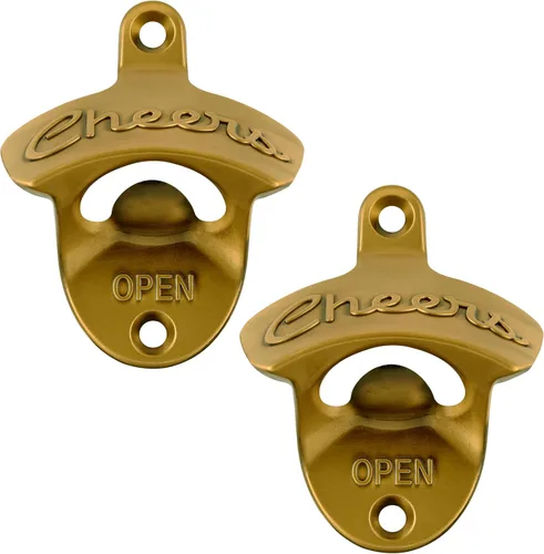 Miniatura 24 de Abridor de botellas de latón para montar en la pared, estilo vintage, bronce antiguo (paquete de 2)