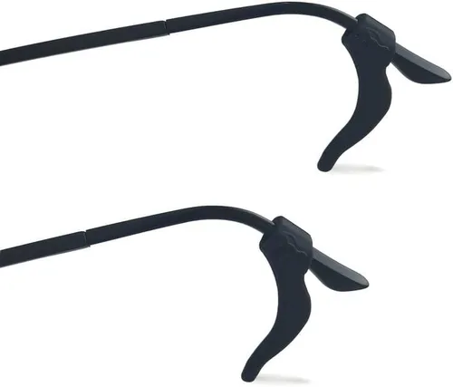 Miniatura 5 de YINGFENG 22 pares de agarres de silicona negra para gafas con caja de almacenamiento, retenedor antideslizante para gafas, gancho de silicona