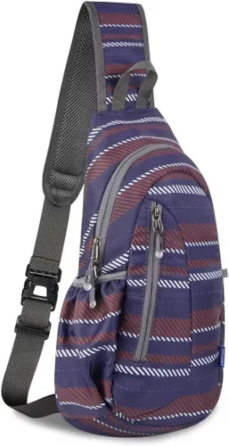 Miniatura 9 de TITECOUGO Bolso bandolera pequeño, mochila cruzada ligera para hombres y mujeres, bolsa de hombro para deportes y exteriores Azul marino/azul