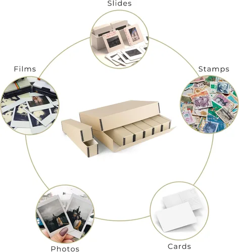 Miniatura 6 de Golden State Art, Caja de almacenamiento de diapositivas de archivo, organizador de bordes de metal sin ácidos con 6 estuches internos