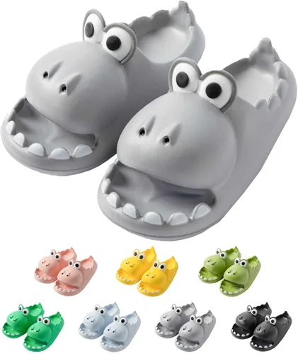 Pantuflas de dinosaurio de dibujos animados para mujeres y hombres, sandalias de ducha de animales divertidos para parejas, antideslizantes, 1.57
