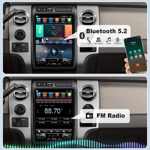 Miniatura 4 de Para Ford F150 2009 2010 2011 2012 Android 14 Estéreo de coche de 8 núcleos, 12.1 pulgadas IPS pantalla táctil radio de coche con Carplay