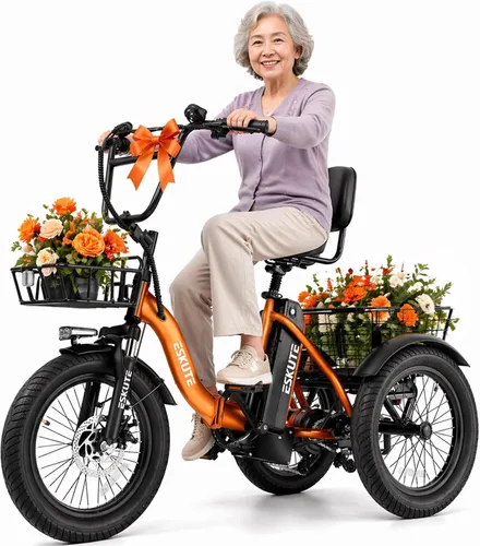 Miniatura 9 de Bicicleta eléctrica para adultos, triciclo de 1200 W de potencia máxima y batería extraíble de 499.2 Wh, neumáticos gruesos de 18x3.0, bicicleta