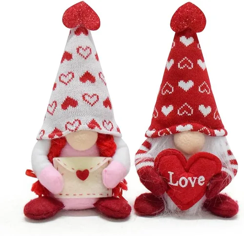 Miniatura 10 de 2 piezas de gnomos de manzana para parejas, adornos de felpa hechos a mano, muñeca sueca Tomte, fruta, nisse, elfo, bandeja escalonada, gnomo, rojo