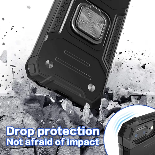 Miniatura 5 de Funda para iPhone 8 Plus Plus con protector de pantalla, cubierta de prueba de caídas de absorción de golpes con soporte para automóvil, funda Negro