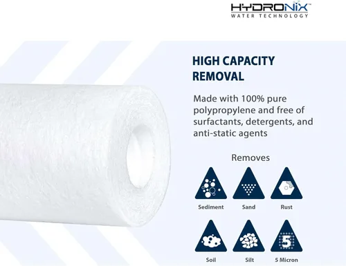 Miniatura 3 de Hydronix SDC-25-1005 Cartucho de filtro de agua de sedimentos de ósmosis inversa RO para toda la casa 2.5" x 10" - 5 micras (paquete de 2)