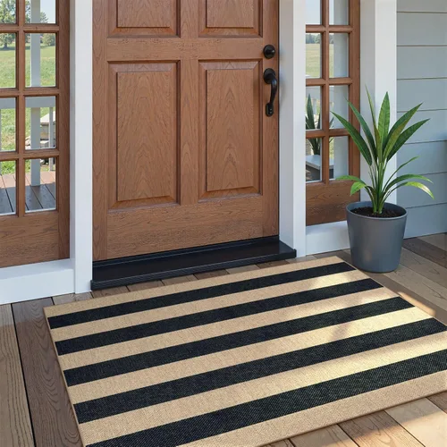 Miniatura 2 de Lahome Alfombra de yute a rayas fácil para patio al aire libre, alfombras lavables de 3 x 5 pies para entrada, porche, casa de campo, alfombra