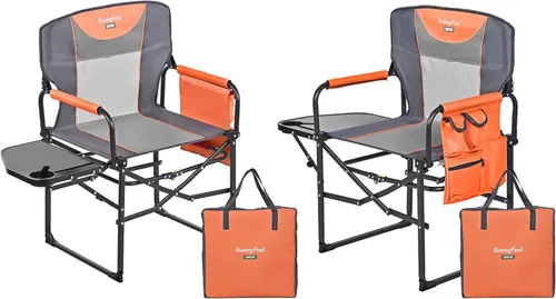 SUNNYFEEL Silla de Directores de Campamento de Gran Tamaño Paquete de 2, Sillas Plegables Portátiles para Césped para Adultos de Servicio Pesado con