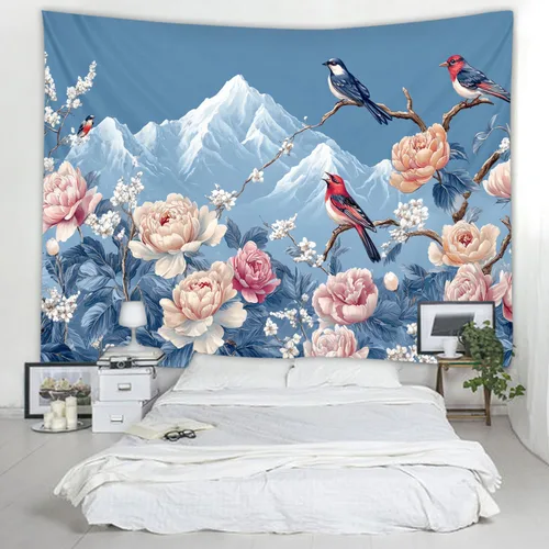 Miniatura 10 de WODEJIAFANG Tapiz estético de tela para pared, tapiz decorativo de girasol, fondo de oficina, divisor de habitación para dormitorio, jardín al aire