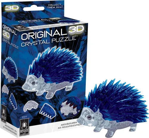 Miniatura 8 de BePuzzled, Hedgehog (marrón) - Rompecabezas original de cristal 3D, rompecabezas de 55 piezas, rompecabezas coleccionable para niños y adultos a