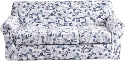 Miniatura 40 de KRFOONN - Fundas elásticas de 4 piezas para sillón y sofá, funda con estampado y 3 fundas independientes para cojines de asiento, lavables, Color01