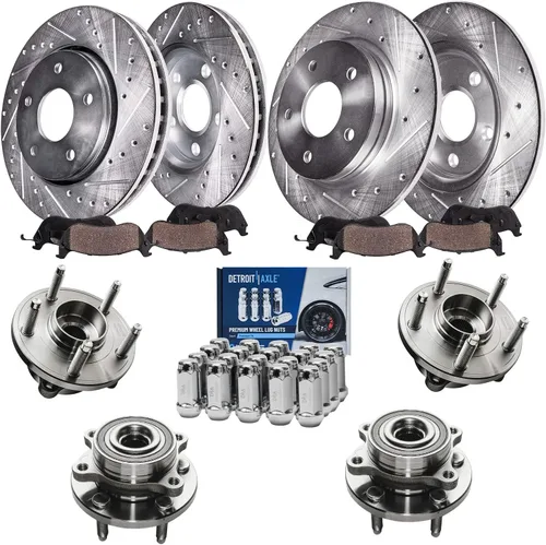 Miniatura 25 de Detroit Axle - Rotores de freno para Ford 2013-2019 Explorer Taurus Flex Lincoln MKT MKS, rotores de freno de disco ranurados perforados de repuesto