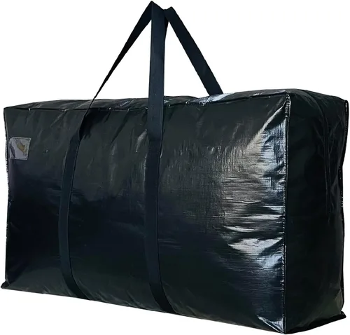 Miniatura 8 de Bolsa de lona de almacenamiento extra grande para viajes, bolsa de lona de viaje gigante de gran tamaño negra
