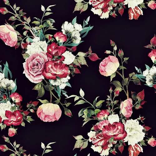 Papel tapiz vintage negro floral para despegar y pegar, papel de contacto para armarios, dormitorio, rosas blancas y rosadas, papel tapiz floral