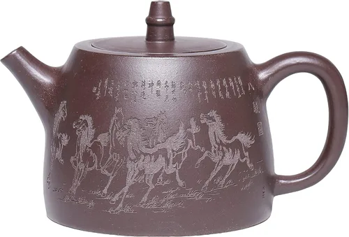 Zisha - Tetera grande de 14.2 onzas, arcilla china genuina Yixing hecha a mano, tetera con filtro, infusor Kung Fu de hojas sueltas, arcilla púrpura