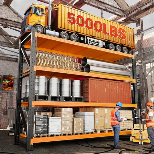 Miniatura 7 de Unidades de estantería para garaje de 71"W, estantes de almacenamiento de 5000LBS resistentes, estante de metal de 24" de profundidad, estantería