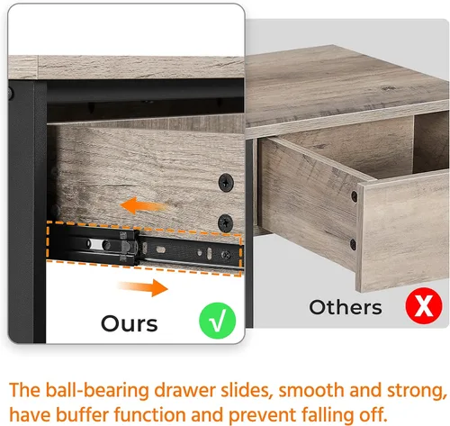 Miniatura 7 de Yaheetech Mesa consola con tomas de corriente y puertos USB, mesa de entrada de madera con cajón y estantes abiertos, mesas de sofá estrechas