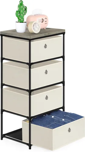 Miniatura 4 de HAITRAL Cajonera de tela, organizador de cajones para ropa - Unidad organizadora de almacenamiento de 4 cajones para armario, cómoda de armario