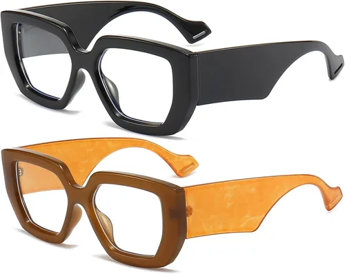 Miniatura 19 de AIEYEZO Gafas de luz azul con marco grueso para hombres y mujeres, gafas cuadradas de moda para computadora, antifatiga ocular y previenen el dolor