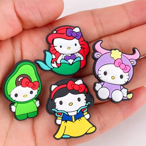 Miniatura 6 de hitioCC 30 dijes lindos para zapatos de gatito para niñas, diseño de dibujos animados Kawaii para zapatos, accesorios para bolsas de zuecos