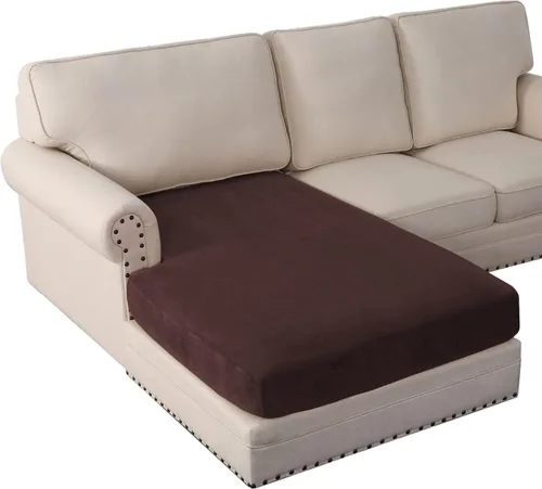 Miniatura 78 de PrinceDeco Funda marrón para muebles, 2 fundas de cojín elásticas de terciopelo para cojines individuales, aptas para mascotas, se mantiene en su