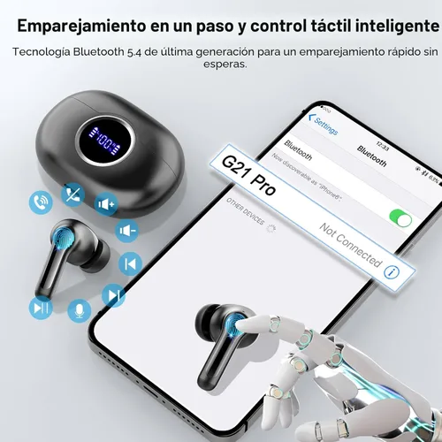 Miniatura 6 de Auriculares inalámbricos, auriculares estéreo 3D 2026 Bluetooth 5.4 con graves profundos, micrófono con cancelación de ruido 4 ENC, auriculares