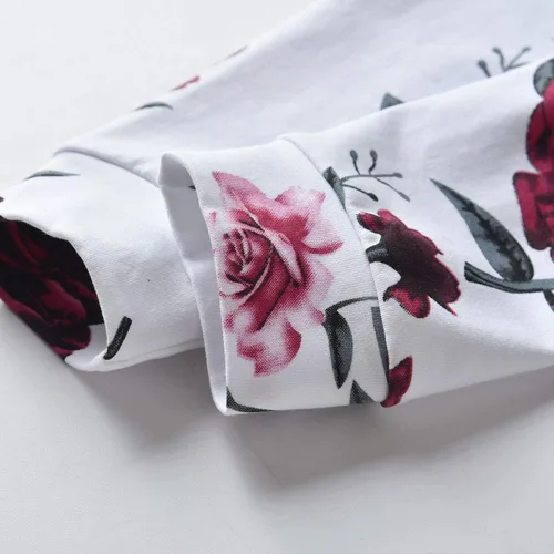 Miniatura 6 de Eghunooy Conjunto de sudadera con capucha floral de manga larga para bebé niña con bolsillo y diadema