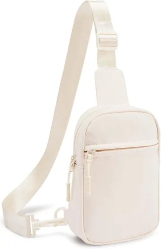 Miniatura 4 de CHOLISS Negro + Beige Bolso bandolera pequeño para mujeres y hombres, bolsos cruzados de moda con correa extendida, bolso ligero para el pecho