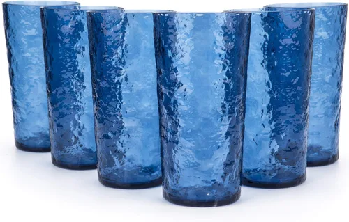 KX-WARE Vasos de plástico de acrílico de 18 onzas, juego de 6 unidades, color azul
